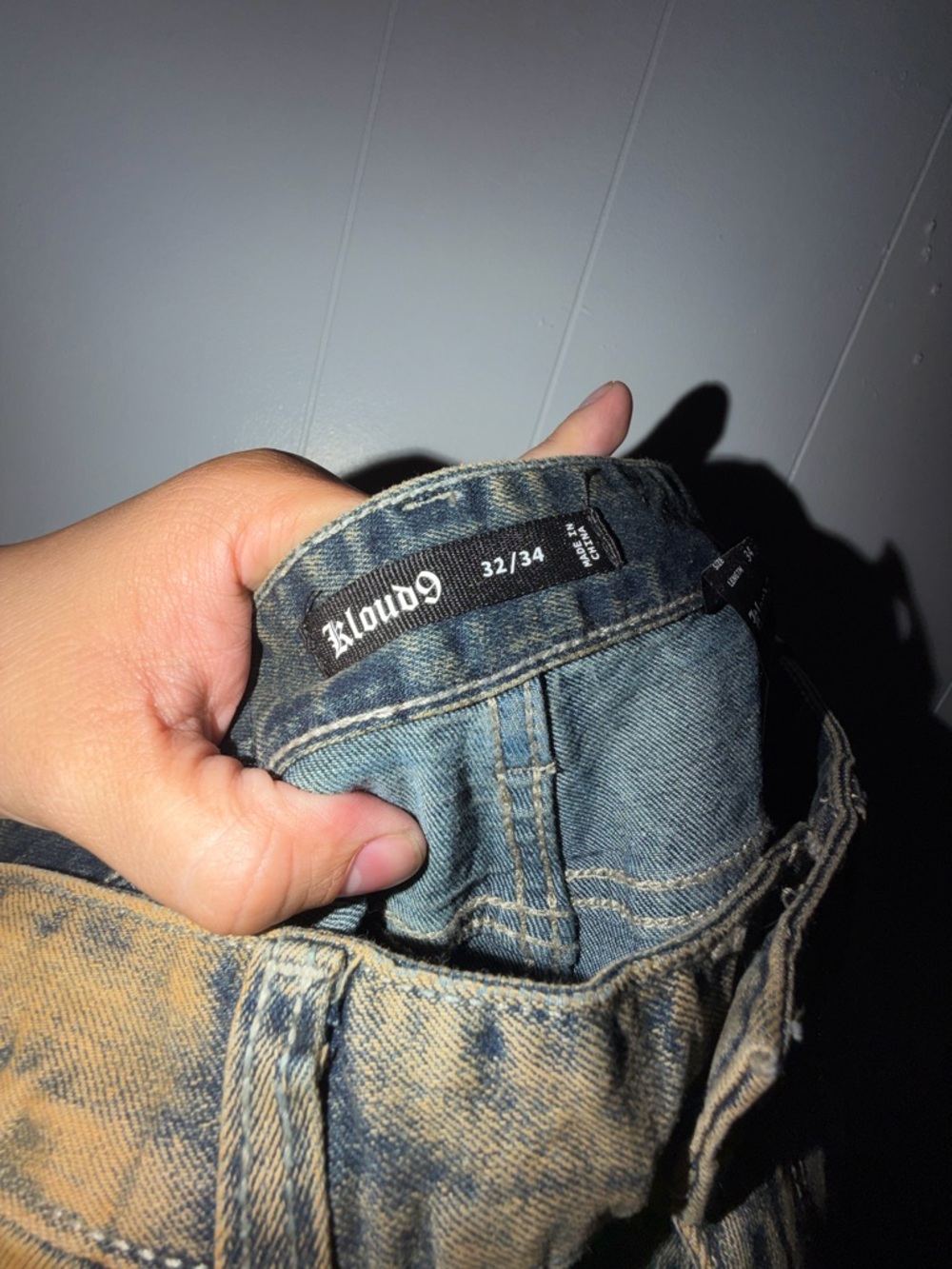 Men's Distressed Brown Slim Jeans with Embellished Detailing - Picture 2 of 6
